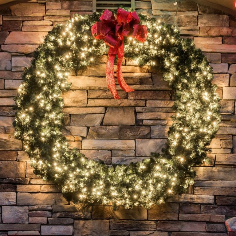 holiday wreath on a stone background